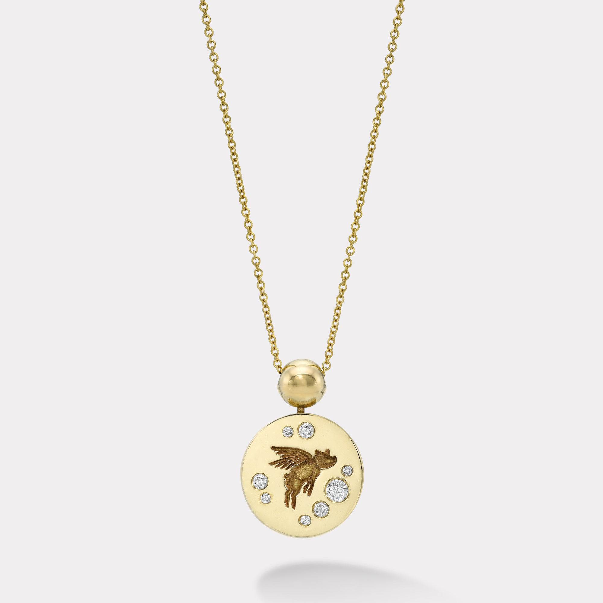 Flying Pig Fantasy Signet Pendant Necklace with Diamonds – Retrouvai