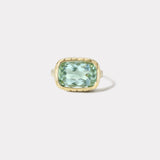 7ct Elongated Cushion Pale Aqua Tourmaline Heirloom Bezel Ring