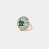 Lollipop Ring - 3.8ct Emerald Cut Emerald in Blue Agate