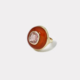 Classic Lollipop Ring - 4.32ct Cushion Pink Tourmaline in Hand Cared Carnelian Lollipop Ring