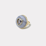 Classic Lollipop Ring - 4.93ct Pear Unheated Tanzanite in Hand Carved Blue Lace Agate