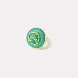 Classic Lollipop Ring - 6.09ct Cushion Mint Green Tourmaline in Hand Carved Chrysoprase