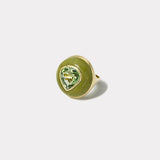 Classic Lollipop Ring - 6.85ct Pear Mint Tourmaline in Hand Carved Green Opal