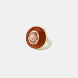 Classic Lollipop Ring - 6ct Oval Pink Tourmaline in Hand Carved Carnelian