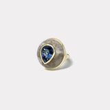 Classic Lollipop Ring - 7.59ct Pear Tanzanite in Hand Carved Petrified Wood