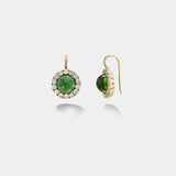 17.09ct Cabochon Green Tourmaline Diamond Heirloom Bezel Earrings