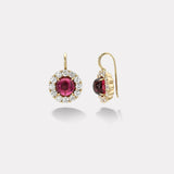 10.7ct Cabochon Pink Tourmalines with Diamond Halo Heirloom Bezel Earrings