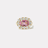 2.18ct Cushion Pink Tourmaline Diamond Heirloom Bezel Ring