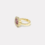 2.18ct Cushion Pink Tourmaline Diamond Heirloom Bezel Ring