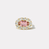 2.51ct Oval Pink Tourmaline Diamond Heirloom Bezel Ring