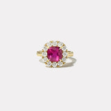 3.11ct Cushion Pink Sapphire Diamond Heirloom Bezel Ring