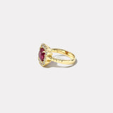 3.11ct Cushion Pink Sapphire Diamond Heirloom Bezel Ring