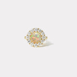 3.15ct Opal Cabochon Diamond Heirloom Bezel Ring