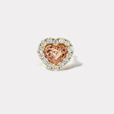 6.67ct Heart Peach Tourmaline Diamond Heirloom Bezel Ring