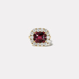 6.81ct Cushion Garnet Diamond Heirloom Bezel Ring