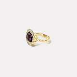 6.81ct Cushion Garnet Diamond Heirloom Bezel Ring