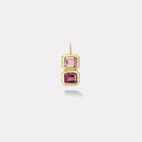 4.37ct Emerald Cut Pink Tourmaline Double Stone Heirloom Bezel Charm