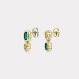 Emerald and Yellow Sapphire Double Stone Heirloom Bezel Earrings