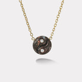 Double Copper in Quartz  Yin Yang Pendant on Handmade Chain