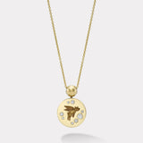 Flying Pig Fantasy Signet Pendant Necklace with Diamonds