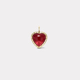 11.5 Cabochon Pink Tourmaline Heart Heirloom Bezel Charm