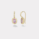 1.34ct Oval Medium Pink Sapphire Heirloom Bezel Earrings