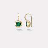 1.70ct Cushion Emeralds Heirloom Bezel Earrings