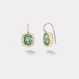 12ct Cushion Green Tourmaline Heirloom Bezel Earrings