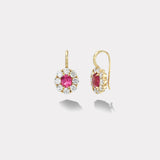 3.6ct Cushion Mahenge Spinel with Diamond Halo Heirloom Bezel Earrings