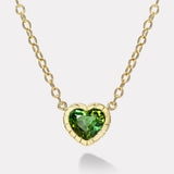 6.16ct Heart Green Tourmaline Heirloom Bezel Pendant