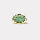 13.2ct Oval Cabochon Green Tourmaline Heirloom Bezel Ring