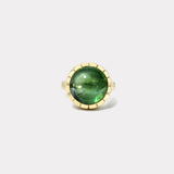 16.02ct Round Cabochon Green Tourmaline Heirloom Bezel Ring