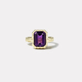 2.37ct Emerald Cut Amethyst Heirloom Bezel Ring