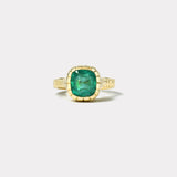 2.74ct Cushion Emerald Heirloom Bezel Ring