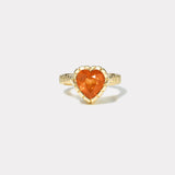 3.20ct Heart Mandarin Garnet Heirloom Bezel Ring