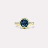 3ct Round Unheated Blue Sapphire Heirloom Bezel Ring