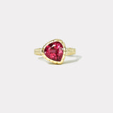 3ct Tilted Pear Rubellite Heirloom Bezel Ring