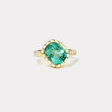 4.07ct Titled Cushion Emerald Heirloom Bezel Ring