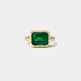 4.17ct Emerald Cut Emerald Heirloom Bezel Ring