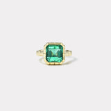 4.23ct Square Emerald Cut Emerald Heirloom Bezel Ring