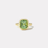 7.13ct Cushion Cut Green Tourmaline Heirloom Bezel Ring