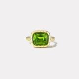 7.23ct Cushion Peridot Heirloom Bezel Ring