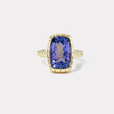 8.66ct Cushion Tanzanite Heirloom Bezel Ring