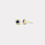 .66ct Round Blue Sapphire Heirloom Bezel Stud Earrings