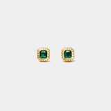 .73ct Emerald Cut Emerald Heirloom Bezel Stud Earrings