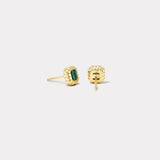 .73ct Emerald Cut Emerald Heirloom Bezel Stud Earrings