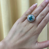 Petite Lollipop Ring - 5.97ct Cushion Zircon in Hand Carved Blue Agate