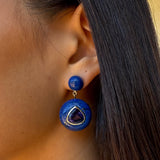 10.71ct Pear Tanzanites in Lapis Lollipop Earrings