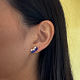 Lapis Crested Inlay Diamond Studs