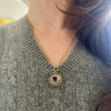 2.37ct Heart Amethyst in Hand Carved Labradorite Lollipop Pendant